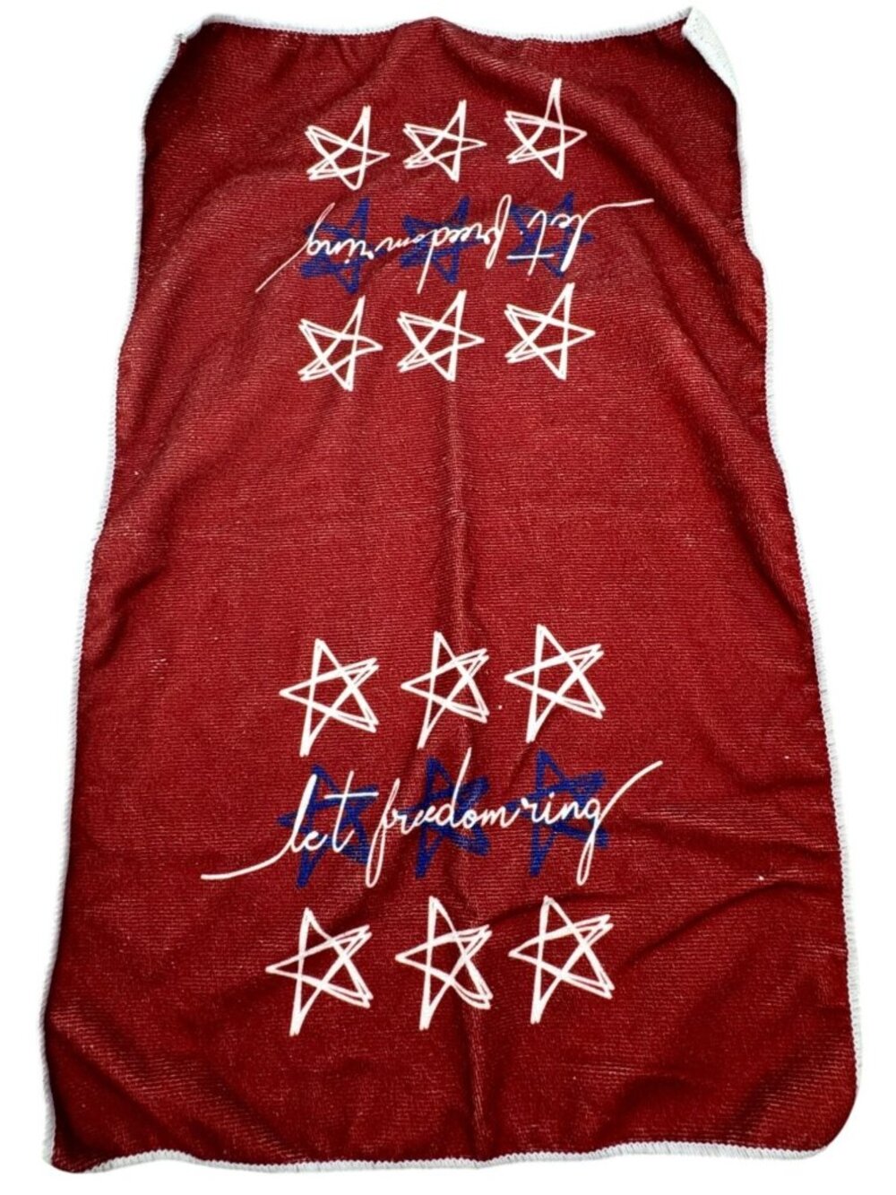 Patriotic Red White & Blue "Let Freedom Ring" Star Microfiber Towel Used READ